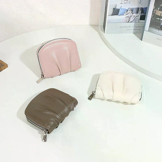 Mini Ruched Coin Purse – Compact PU Zipper Wallet Coin Purse Oasis Select