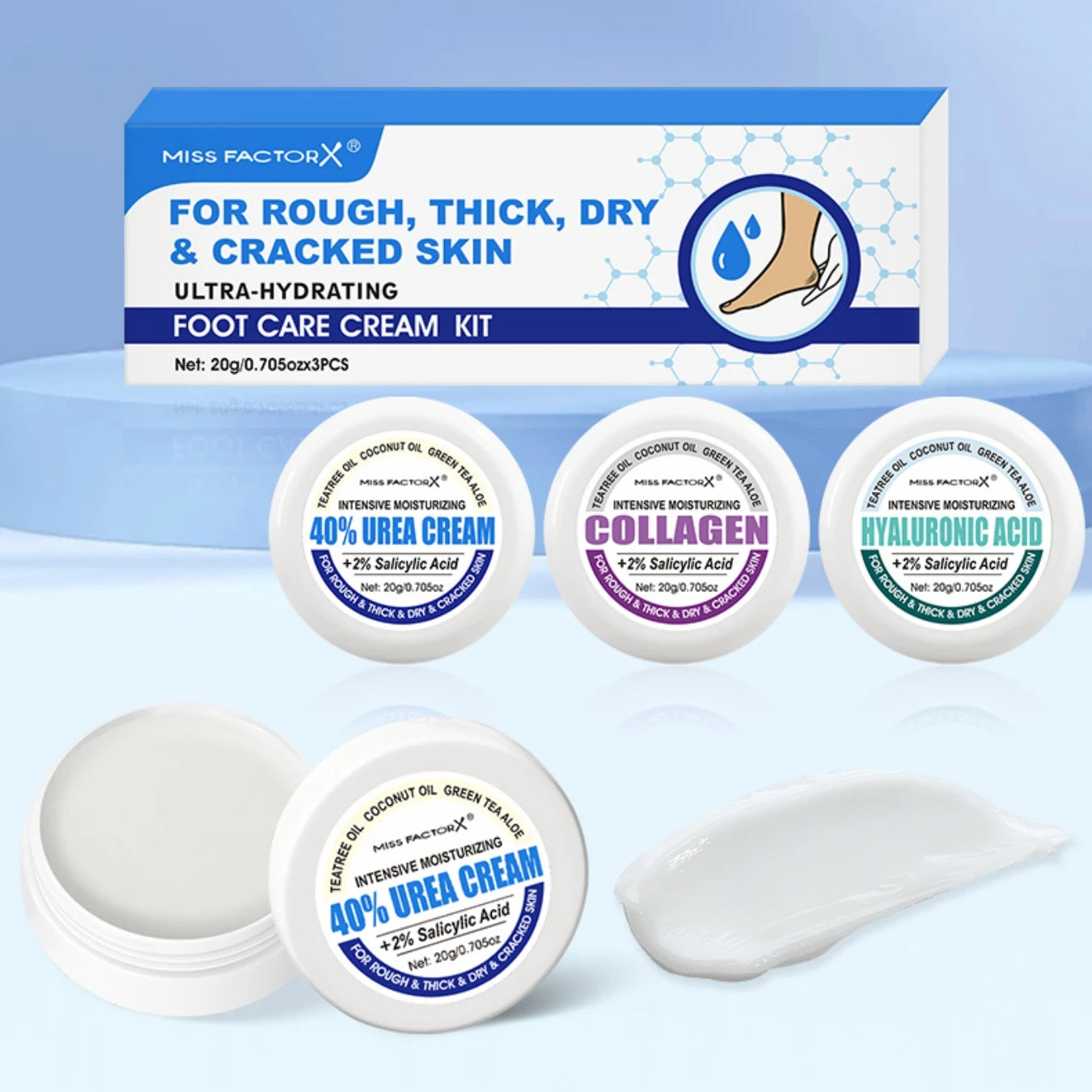 3PCS/Box Urea Foot Cream Moisturizer, with Salicylic Acid, for Dry and Cracked Feet - Hand and Foot Care for and Women Peaceful Pleasures Health and Wellness