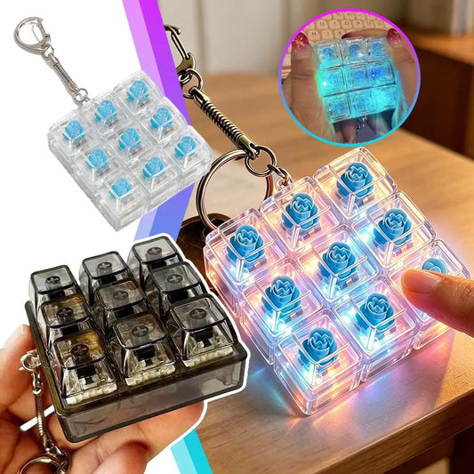 LED Glowing Transparent Switch Tester Keychain Fidget Toy Fingertip Button Stress Relief Clicker Mechanical Keyboard Accessories Peaceful Pleasures Health and Wellness