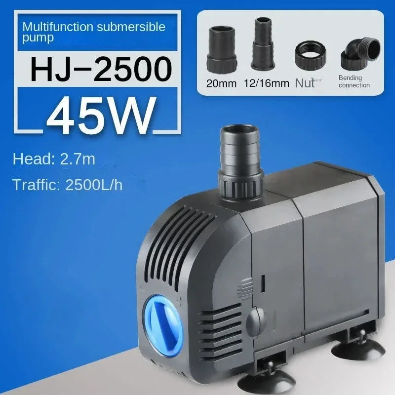 Fish Tank Quiet Frequency Circulating Filtration Pump 7/8/20/25/35/45/55W Multi-Function Submersible Aquarium Water Pond Pumps Peaceful Pleasures Health and Wellness 45W HJ-2500