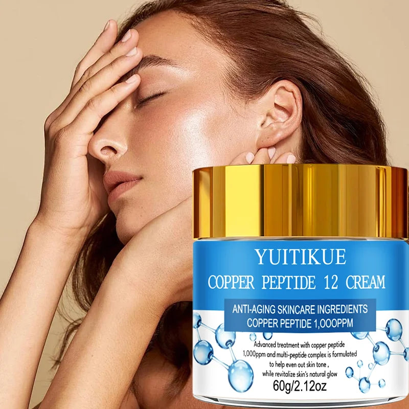YUITIKUE Copper Peptide 12 Cream 60g 1000ppm Formula to Even Skin Tone & Revitalize Skin's Natural Glow Peaceful Pleasures Health and Wellness