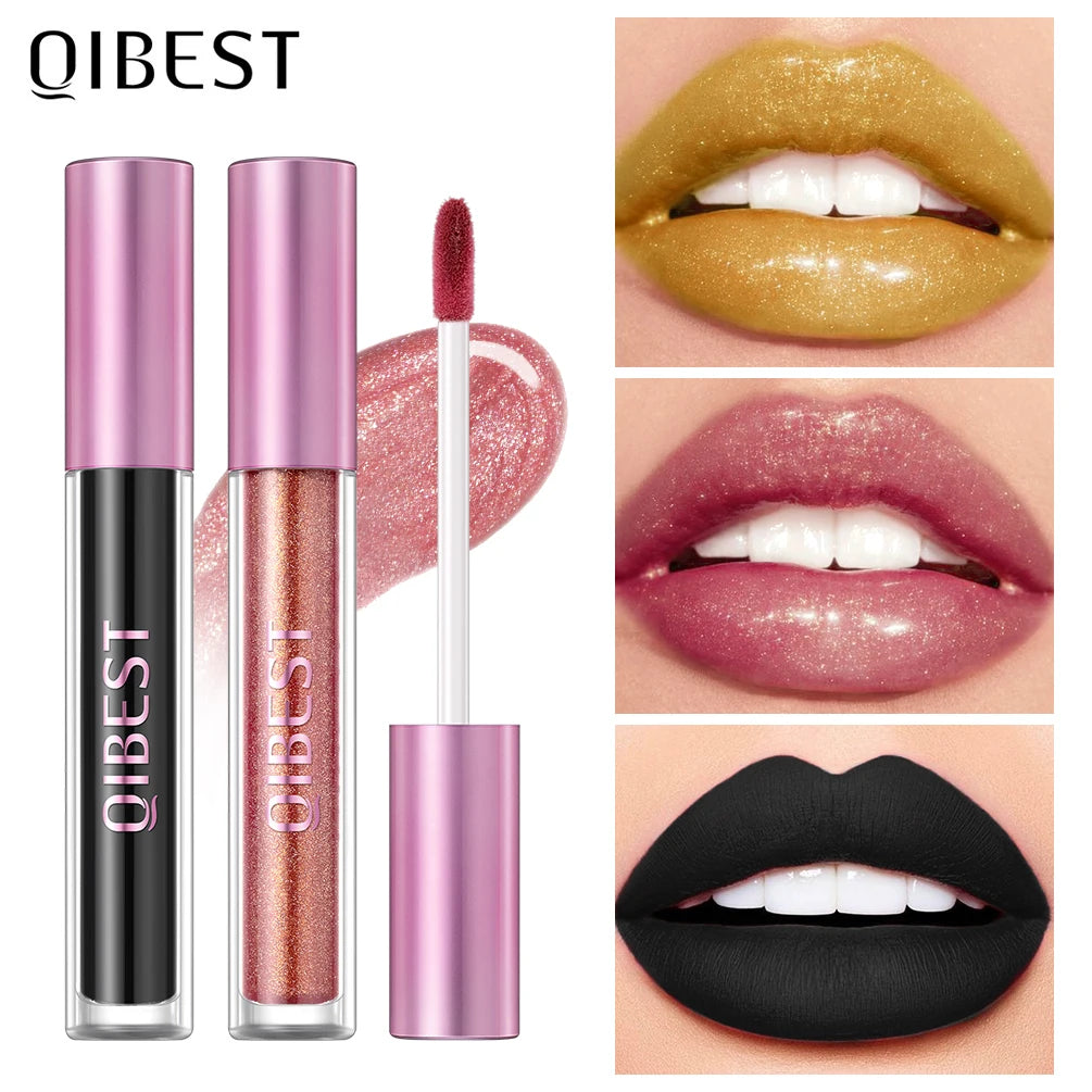 QBEST 6 Colors Glitter Liquid Lipstick Diamond Shimmer Metallic Lipgloss Non-Stick Cup Lipstick Long Lasting Shinning Lip Stain Peaceful Pleasures Health and Wellness