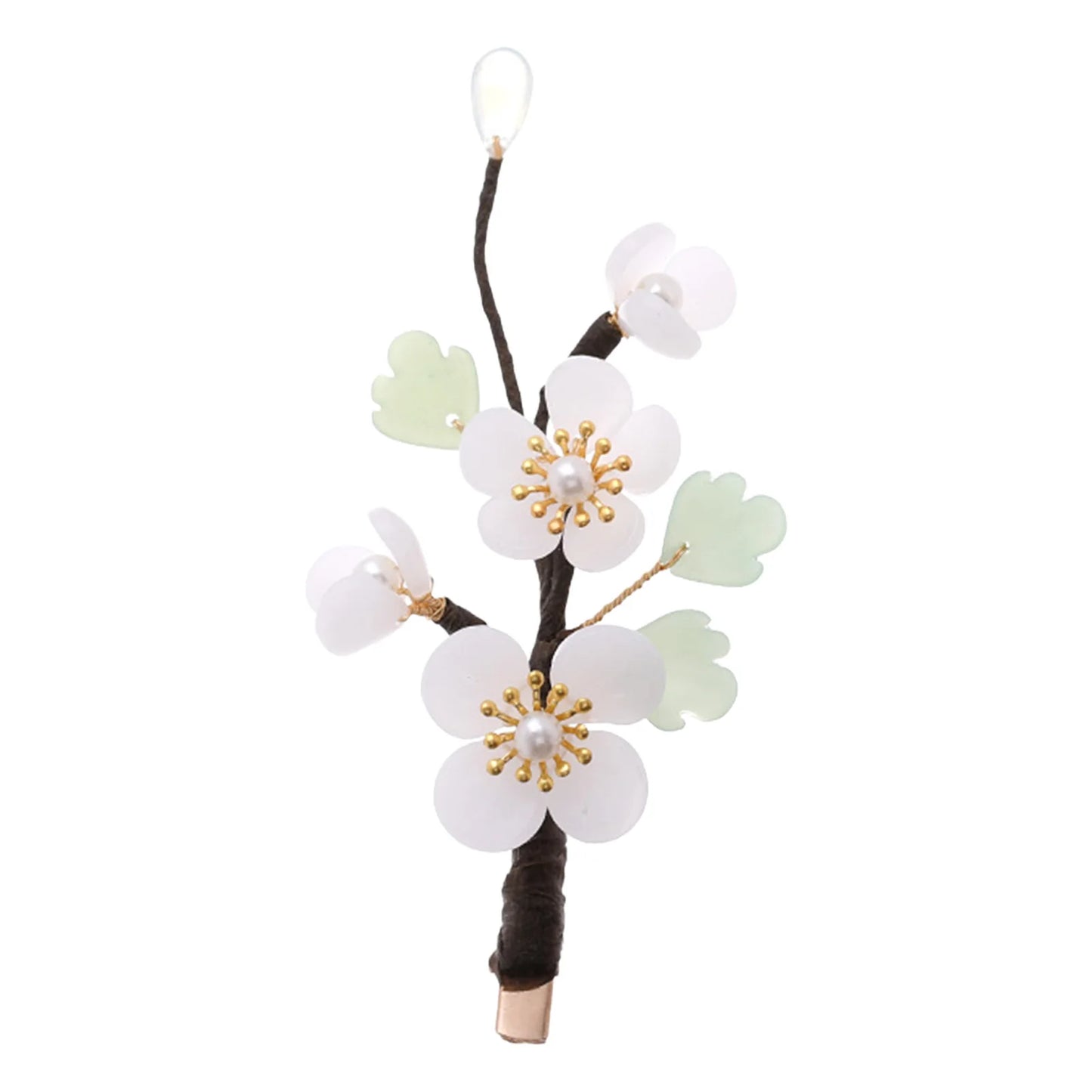 Vintage Hairpin With Gradient Glass Flower Design For Hanfu Enthusiasts Peaceful Pleasures Health and Wellness White