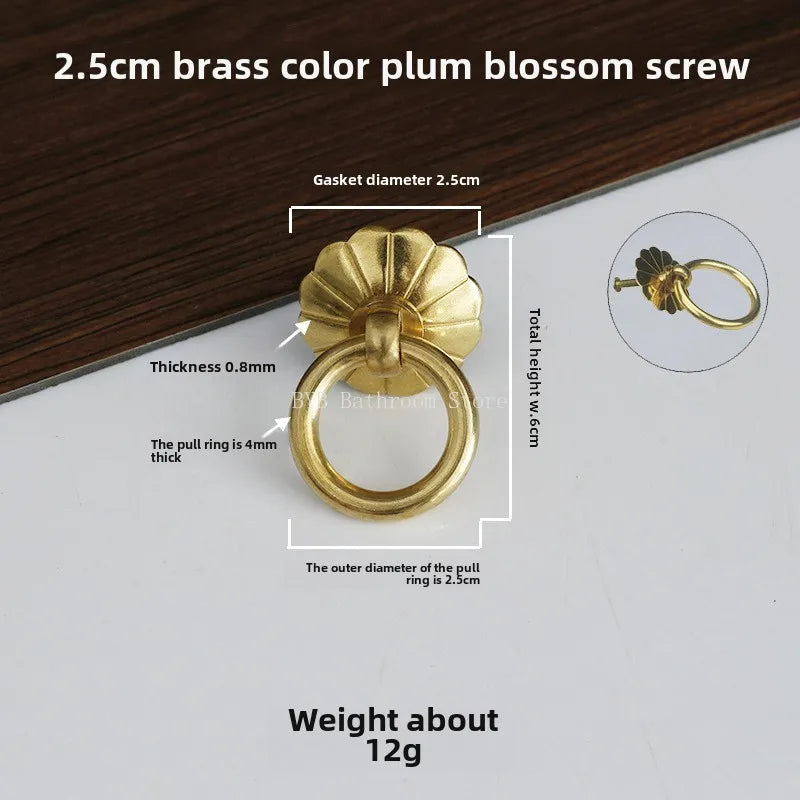 Antique Brass Ring Pull Knob | Vintage Cabinet Drawer Handle