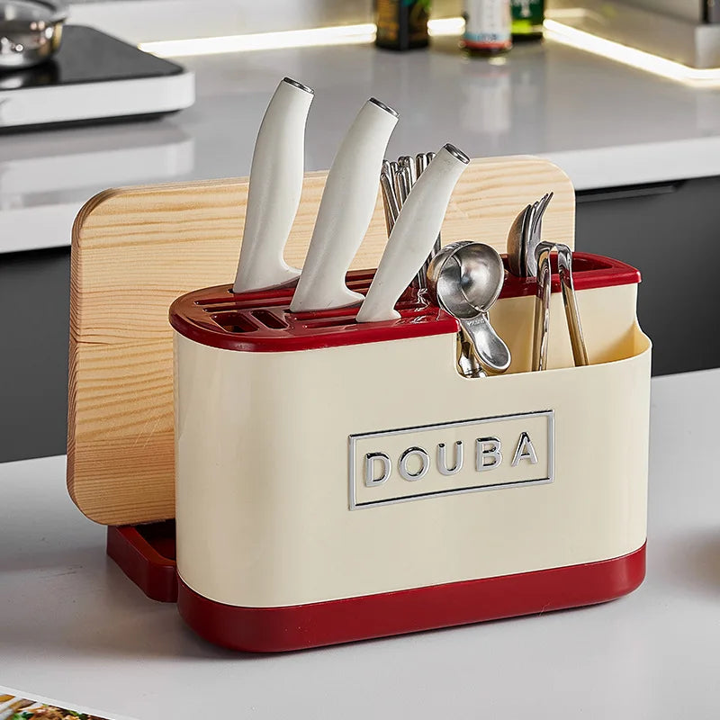 Multifunctional Knife Block Holder Kitchen Counter Stand Storage Rack for Knives Cleaver Chopsticks Organizer for Home Peaceful Pleasures Health and Wellness