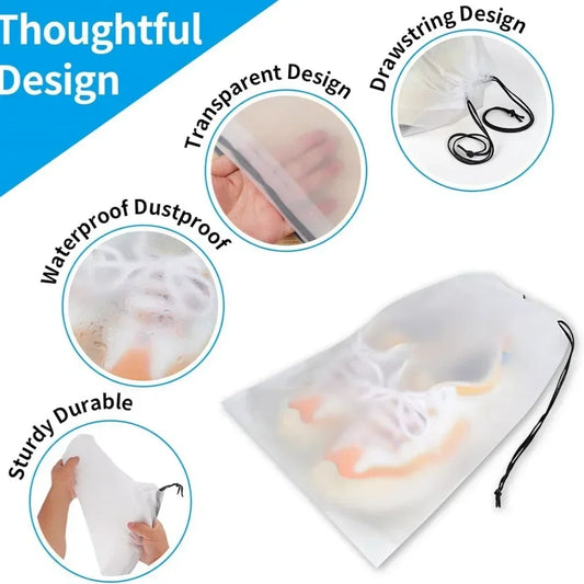 5~12PCS Shoe Storage Drawstring Bags Waterproof Travel Cosmetic Bag Sundries Towel Storage Bags Portable Transparent Plastic Bag Peaceful Pleasures Health and Wellness