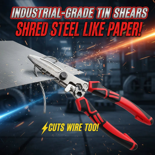 Industrial-Grade Tin Shears,Multi-Functional Electrician Scissors Crimping Wire Cutting Tool for Metal Sheet and Cable Cutting Peaceful Pleasures Health and Wellness