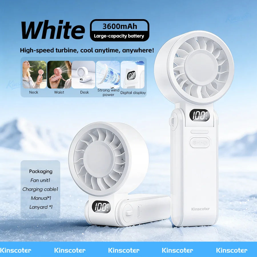 Portable Cooling Handheld Fan – 3600mAh, 100 Speeds, Foldable