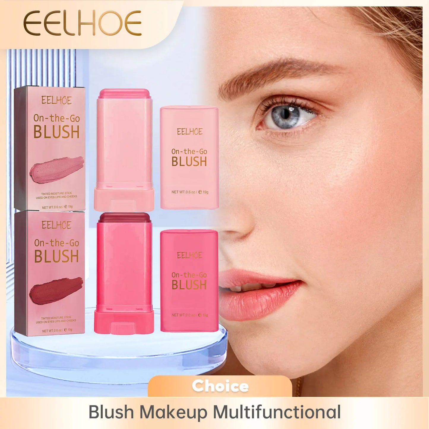 EELHOE Cream Blush Stick – Cheek Tint, Contour & Eye Shadow