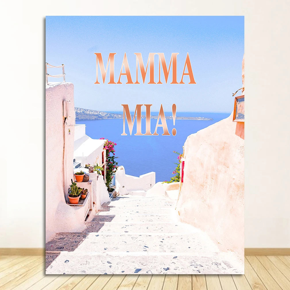Greek Island Santorini Minimalist Canvas Wall Art | Travel Poster