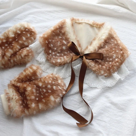 Mori Deer Winter Gloves Scarf & Ear Warmer Christmas Set Winter Costume Set Peaceful Pleasures Health and Wellness
