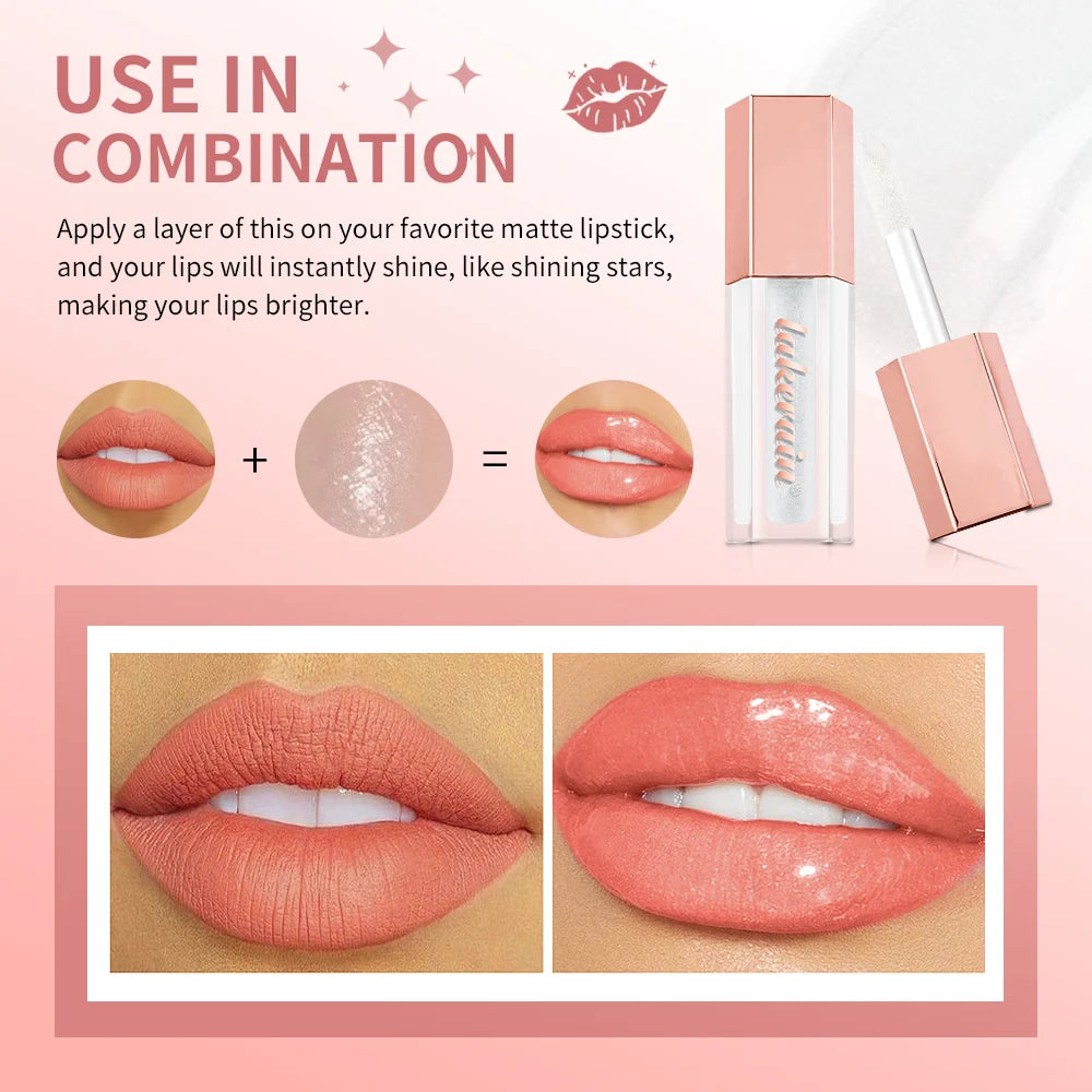 NEW Glitter Gloss Universal Lip Luminizer 8 Colors Makeup Lip Gloss Non-sticky Moisturizing Plumper Long Lasting Glitter Liquid Peaceful Pleasures Health and Wellness