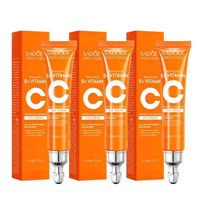 SADOER Vitamin C Eye Cream Anti Dark Circles Eyes Bags Remover Moisturizing Brightening Firming Skin Care Products for Eyes Peaceful Pleasures Health and Wellness