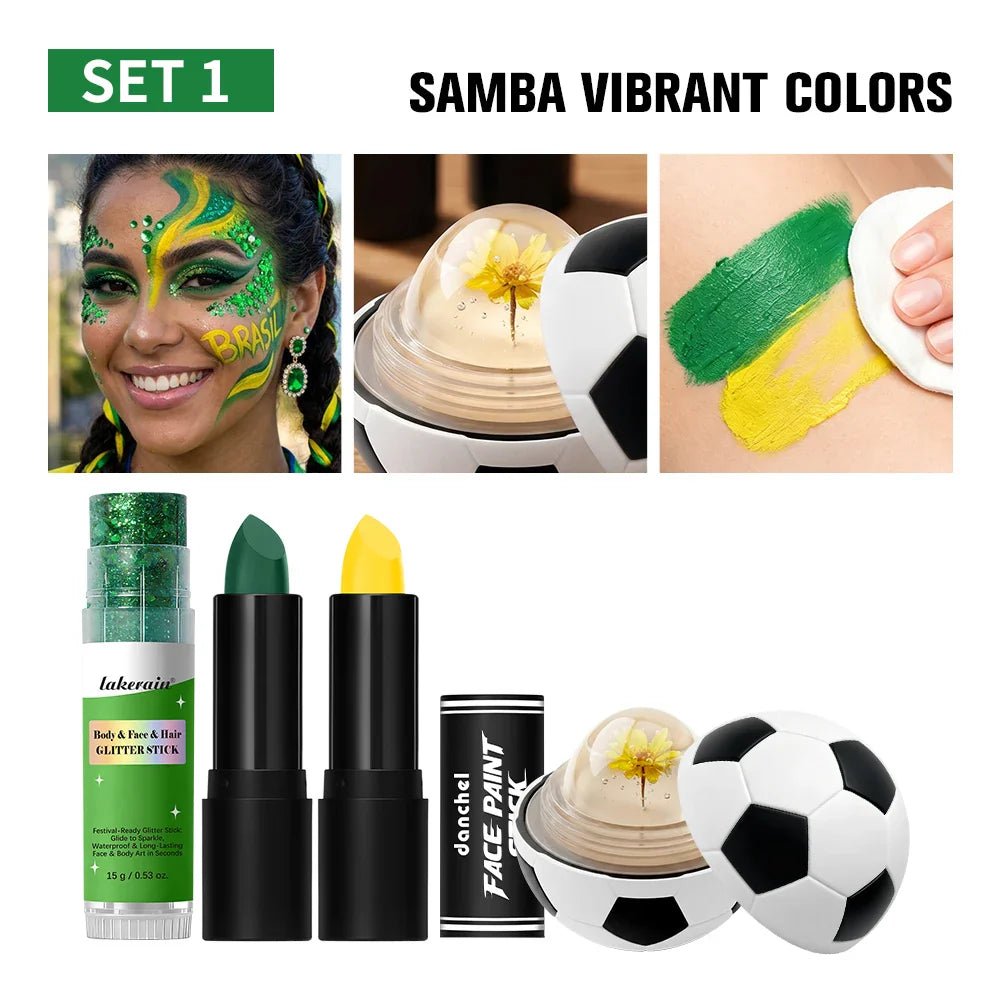 Face Paint & Glitter Stick Set – High Pigment Sport & Festival