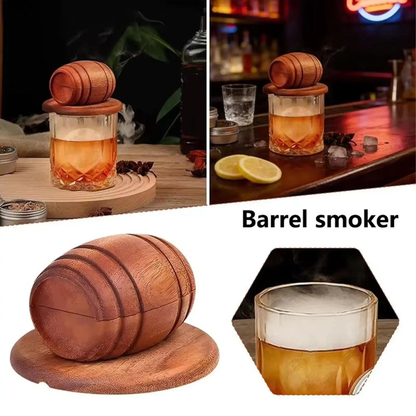 Wooden Whiskey Cocktail Smoker | Spirits Infuser Bar Gift