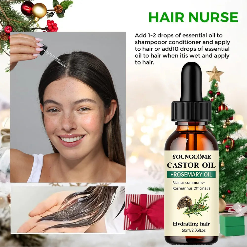 Castor & Rosemary Oil for Hair Growth – Thicker, Shinier Hair Hair Growth Oil Peaceful Pleasures Health and Wellness