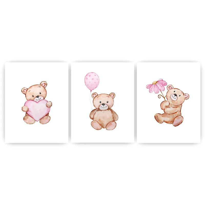 Nordic Teddy Bear Nursery Canvas Wall Art | Kids Room Decor Nursery Canvas Print Peaceful Pleasures Health and Wellness 01 40x60cm No Frame China Mainland