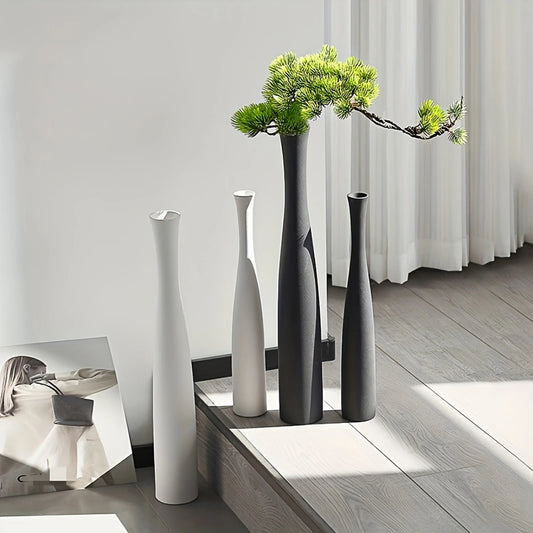 Modern Ceramic Vase White Black Plants Ornaments Minimalist Vase for Living Room Home Office Party Decoration Flower Bottle Peaceful Pleasures Health and Wellness