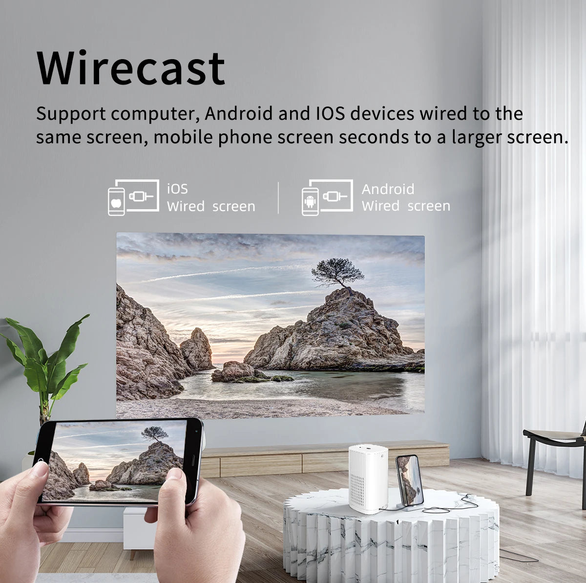 Smart Projector WIFI Mini Portable Home Theater Mobile Phone Same Screen Projector Support 4K LED Home Video Projector &Speaker Peaceful Pleasures Health and Wellness