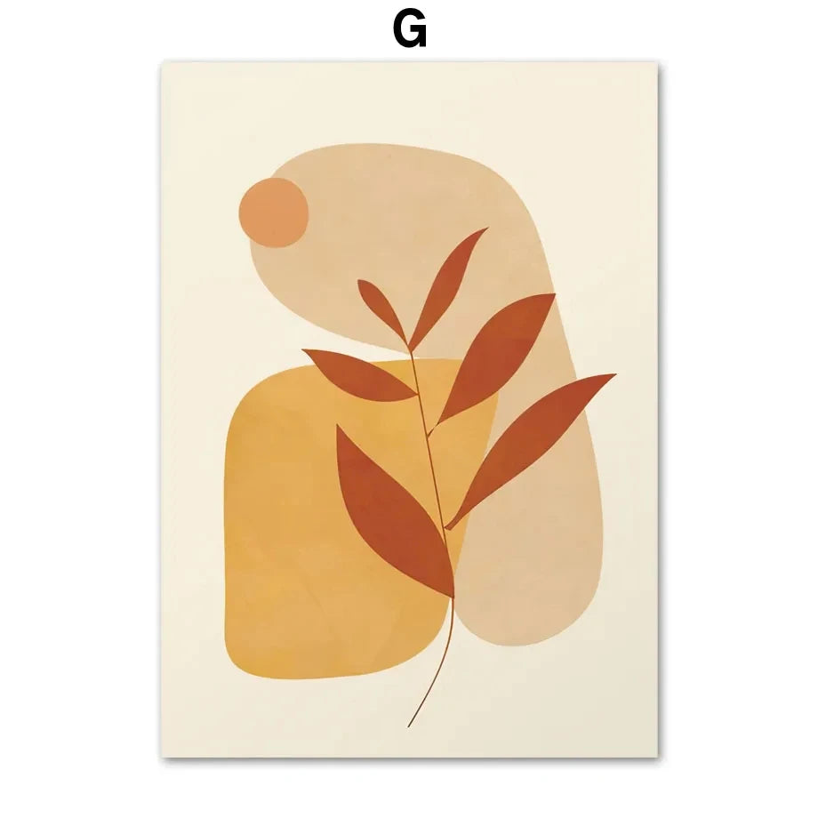 Boho Natural Leaf Flower Vase Abstract Posters Prints Canvas Painting Morandi Nordic Wall Art Pictures Living Room Home Decor Peaceful Pleasures Health and Wellness G 30x40cm Unframed