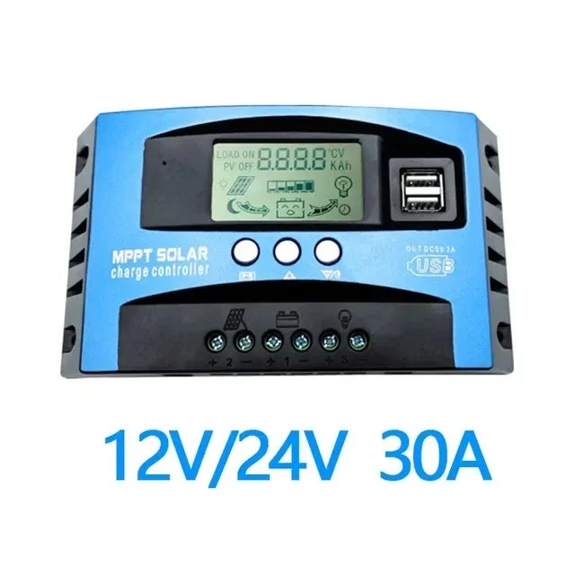Solar Charge Controller MPPT 30A 50A 80A 100A LCD Display 12V 24V AUTO Dual USB Solar Charge And Discharge Controller Peaceful Pleasures Health and Wellness 30A