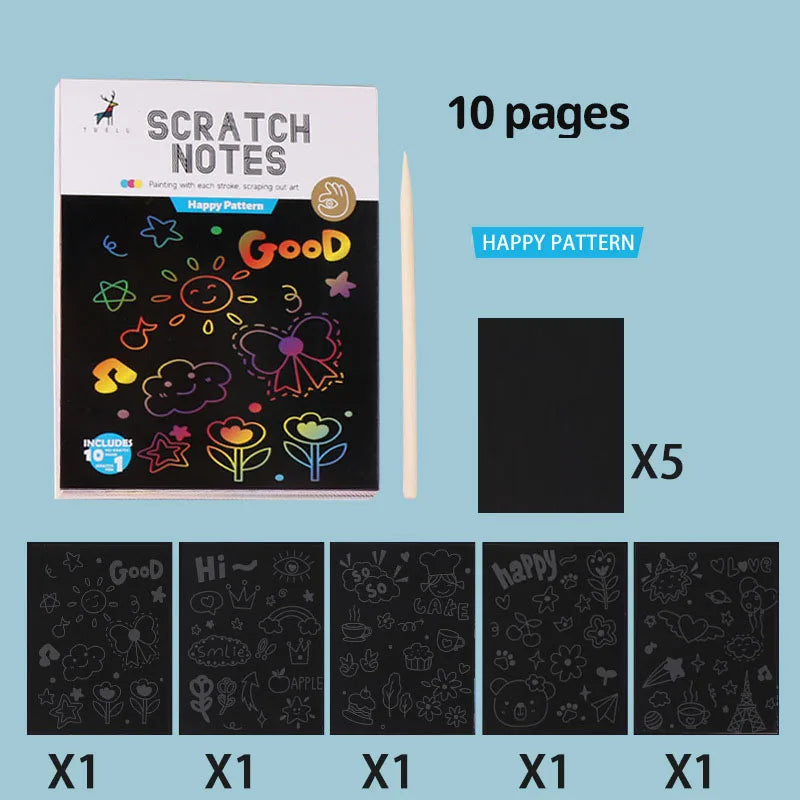 Magic Rainbow Scratch Art Activity Books Kids Cartoon Dinosaur Ocean