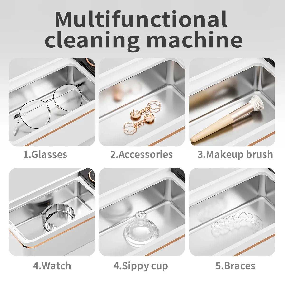 URGGU 55KHz Ultrasonic Cleaner – Jewelry, Glasses & Dentures