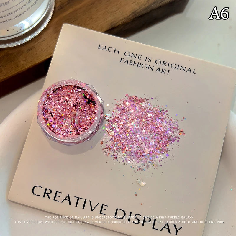 1 Box Holographic Pure Shiny Glitter Flakes Sparkly Chunky Iridescent Gold Silver Metallic Mermaid Nail Art Powder Sequins Peaceful Pleasures Health and Wellness A6