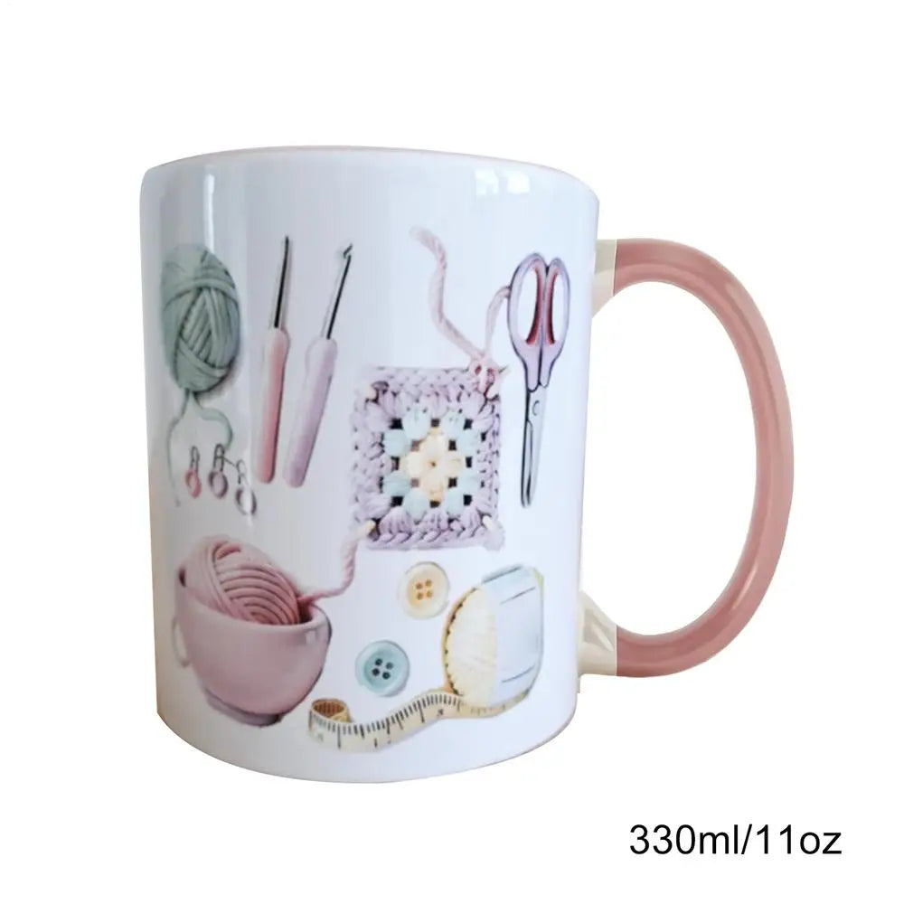 Funny Crochet Coffee Mug 330ml | Novelty Porcelain Cup Gift
