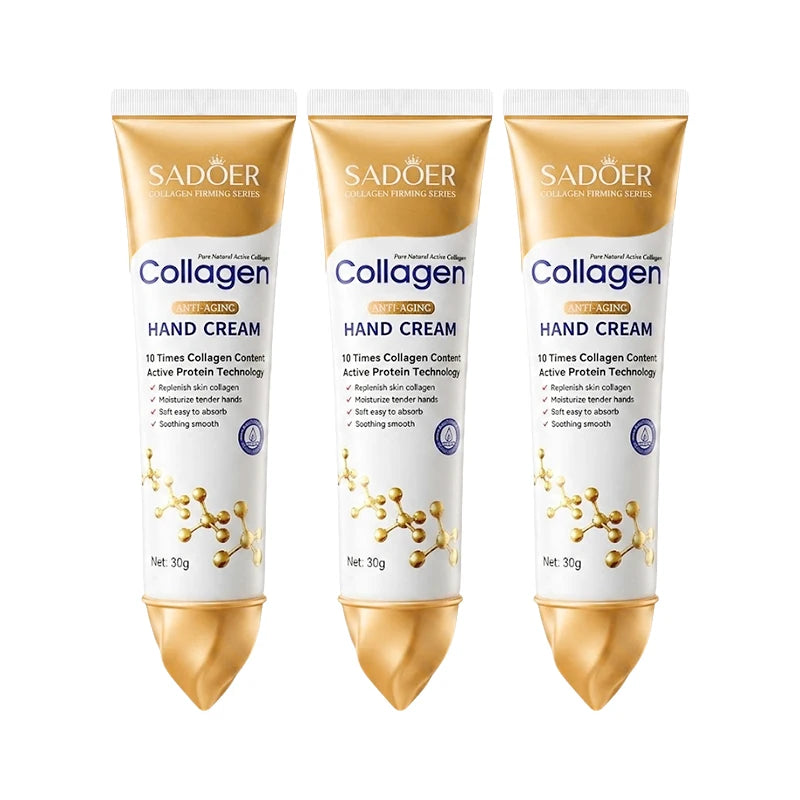 Collagen Hand Cream Hands Skin Friming skincare Moisturizing Brightening Hydrating Hands Creams Non-greasy Hand Skin Care New Peaceful Pleasures Health and Wellness 3pcs