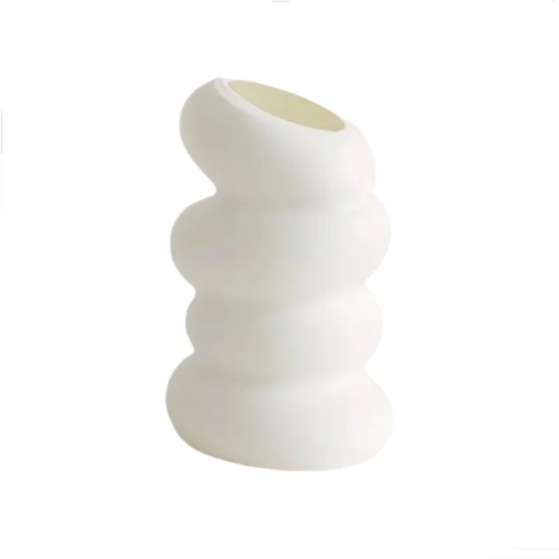 Plastic Vase Spiral Nordic Minimalist Imitation Glazed Porcelain Creative Flower Arrangement Decoration Dry Wet Flower Vase New Peaceful Pleasures Health and Wellness 1pc