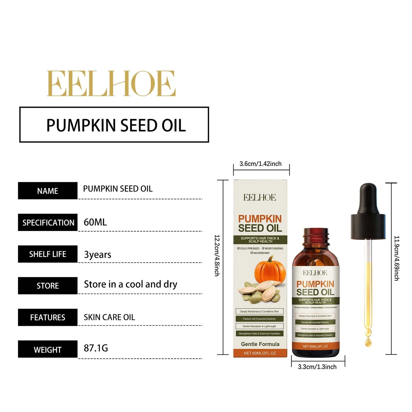 EELHOE Pumpkin Seed Oil – Nails, Hair & Skin Care 60ml