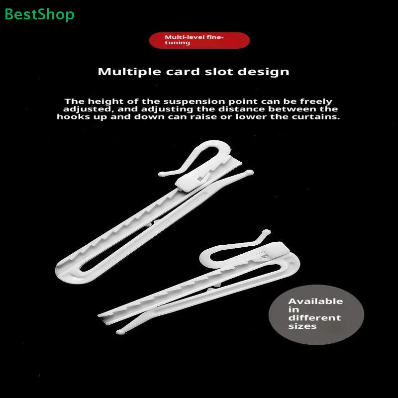 50-Pack White Adjustable Plastic Curtain Clip Hooks