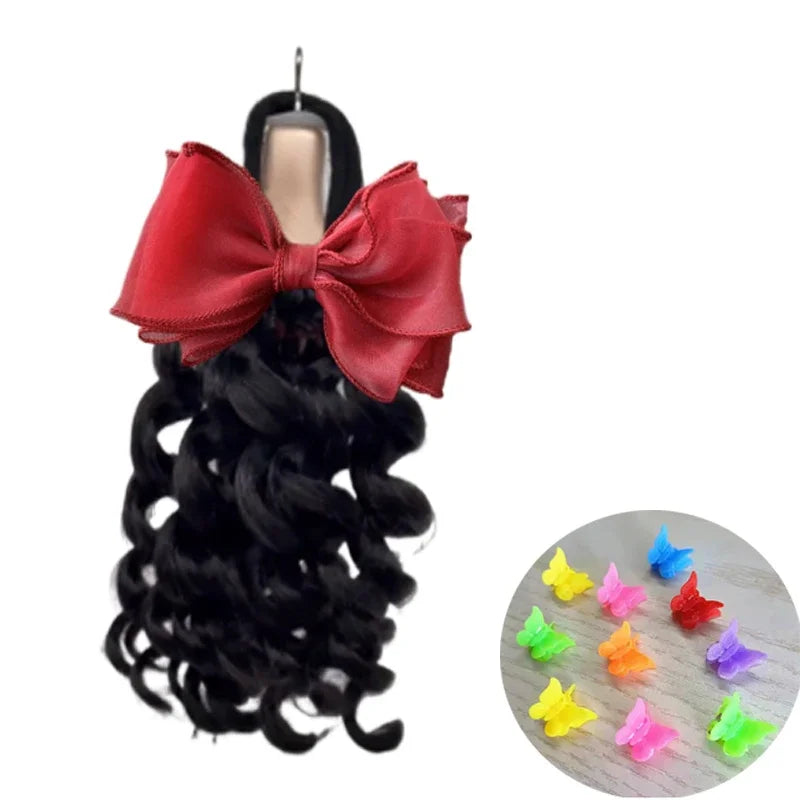 NEW 2pcs/Little Girls Ponytail Hair Extensions Kanekalon Human Hair Like Curly Wavy Private-lable Hair 10 Roots for Black Girls Peaceful Pleasures Health and Wellness colors 11