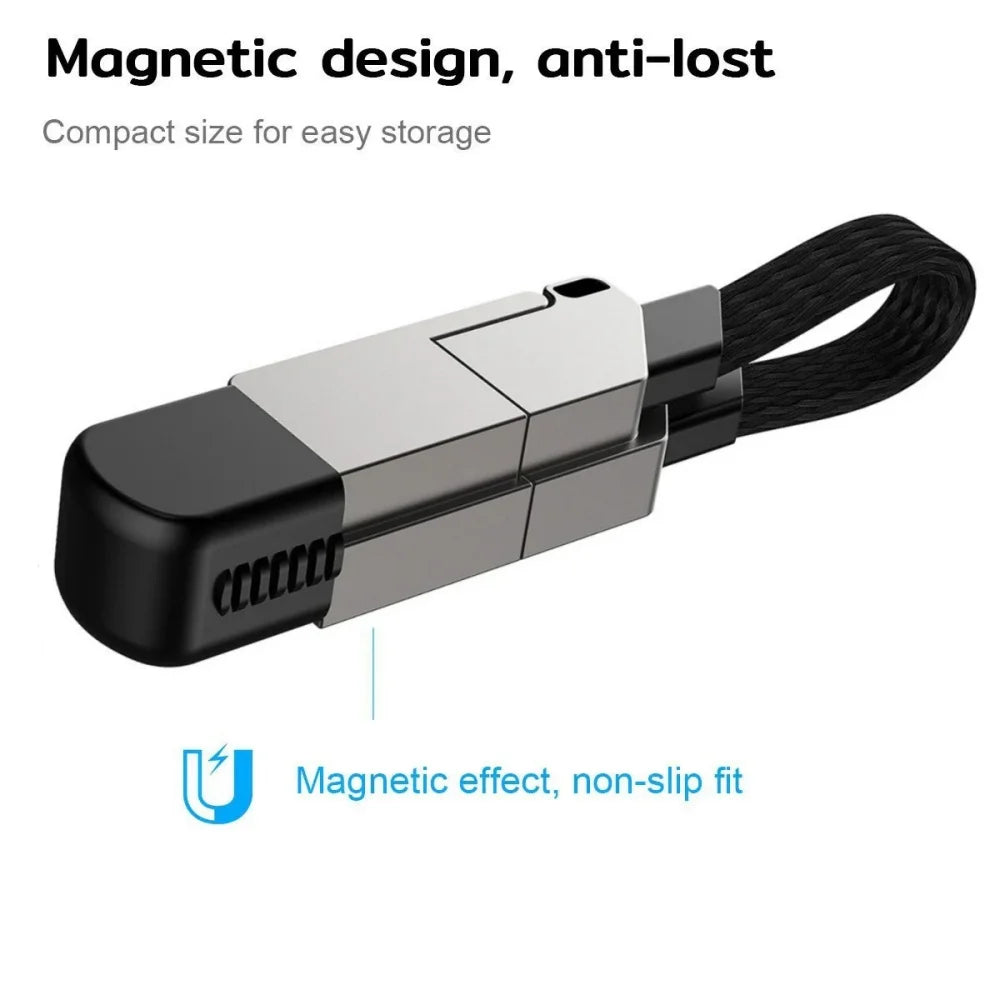 4-in-1 Keychain Charging Cable 60W USB-C | iPhone & Android