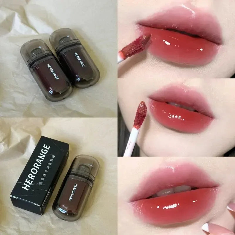 HERORANGE Ice Mirror Lip Glaze – Moisturizing Glossy Lip Film