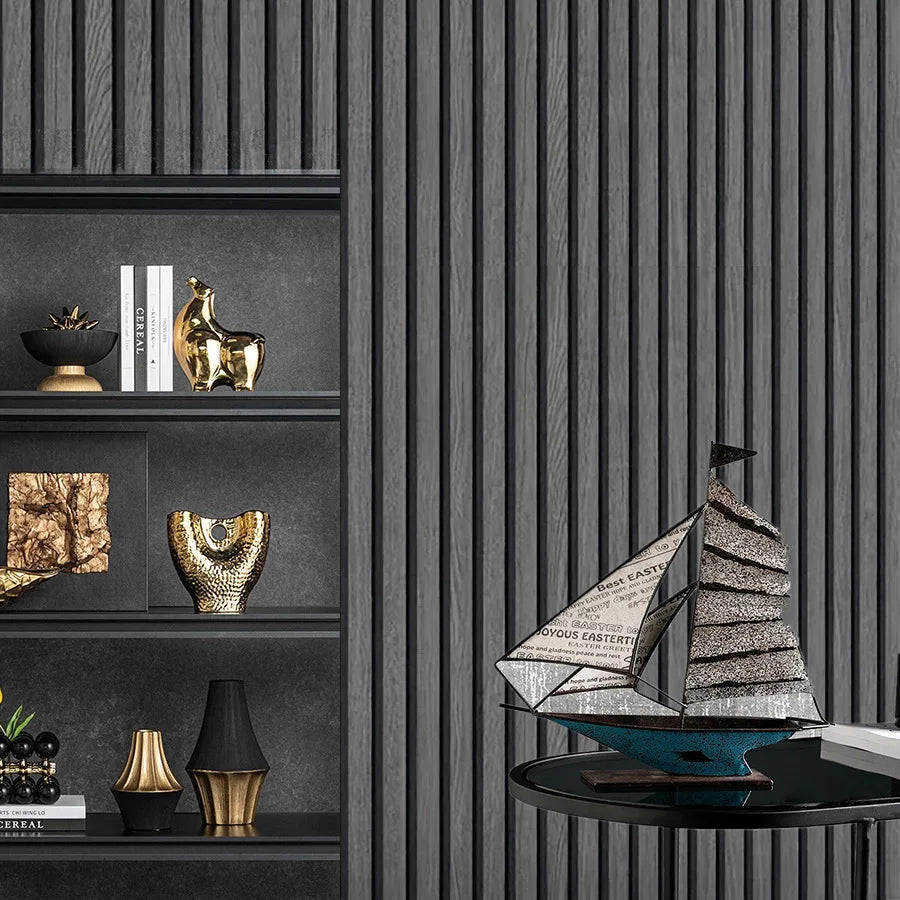 Black Gray Wood Grain Peel & Stick Wallpaper | Chinese Style
