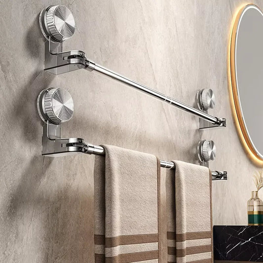 Suction Cup Telescopic Towel Bar & Corner Rack – No Drill Bathroom Towel Rack Oasis Select