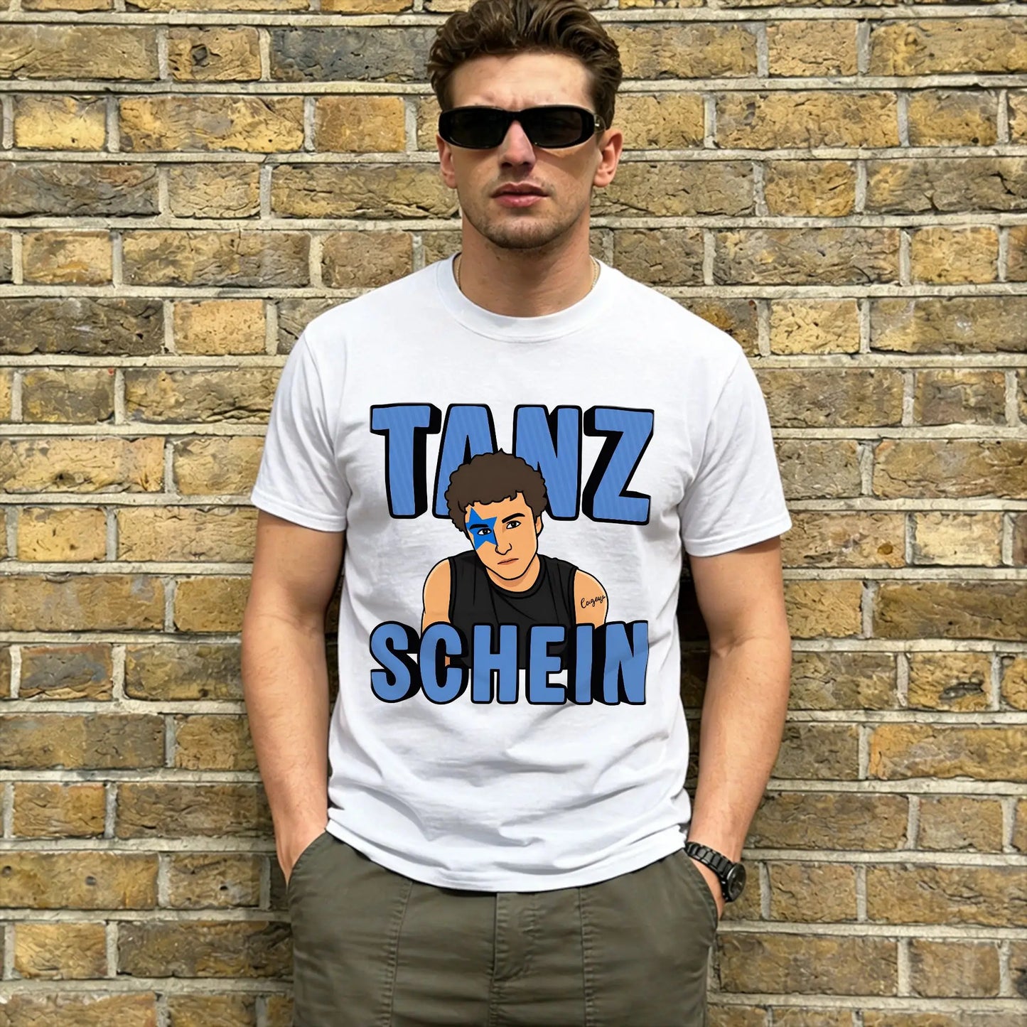 TANZSCHEIN Cosmó Men T Shirts Eurovisions 2026 Awesome Tee Shirt Short Sleeve Round Neck T-Shirt Pure Cotton Summer Clothes Peaceful Pleasures Health and Wellness WHITE L