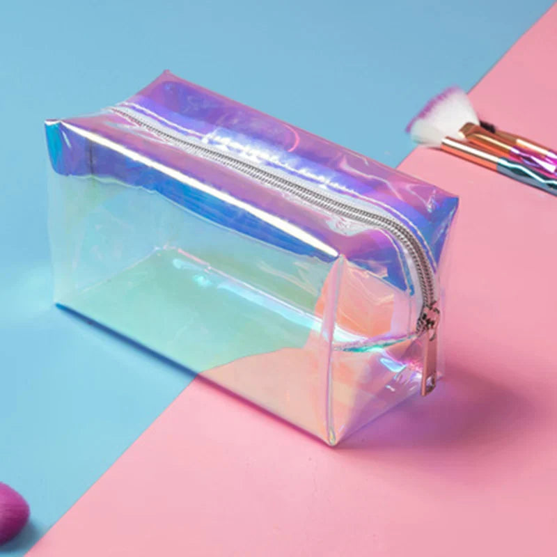 Holographic Makeup Bag – Waterproof TPU Cosmetic Travel Organizer