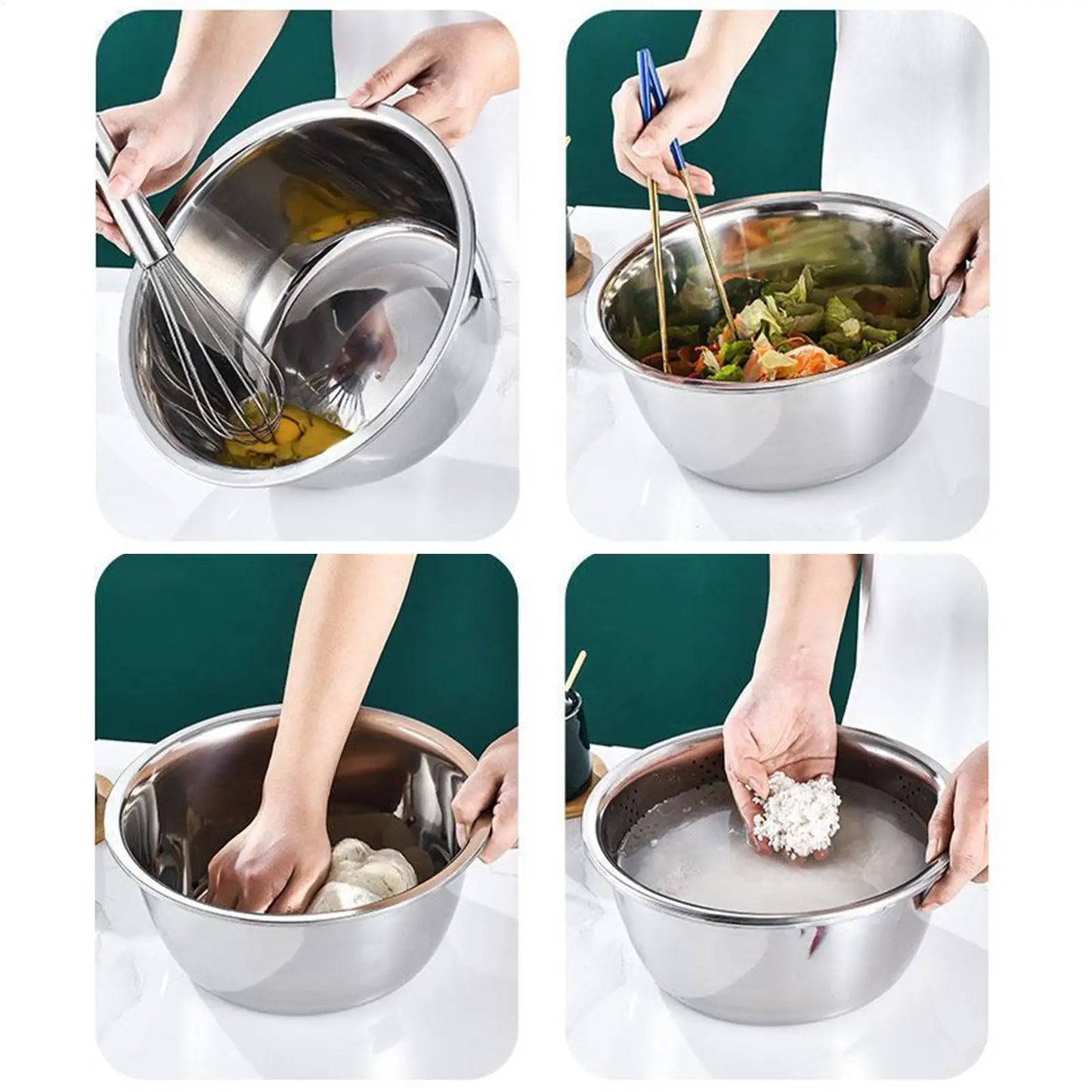 Stainless Steel Mixing Bowl Set with Grater & Drain Basket
