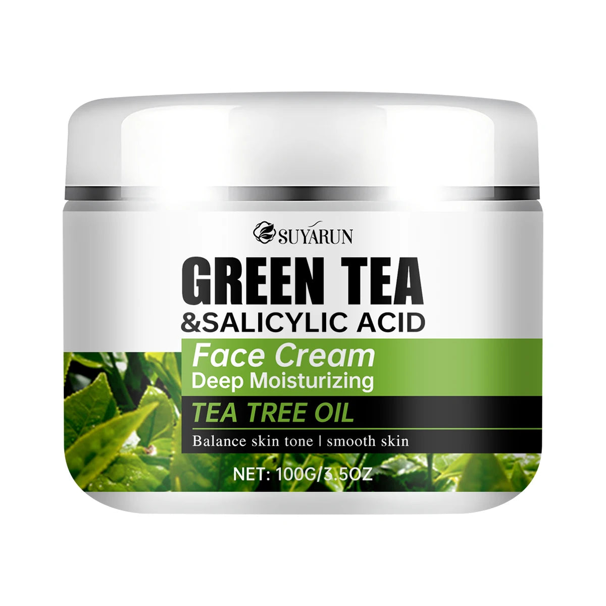 SUYARUN Tea Tree Oil & Salicylic Acid Green Tea Face Cream - Acne Treatment, Oil Control, Pore Care for Oily. Peaceful Pleasures Health and Wellness 100g