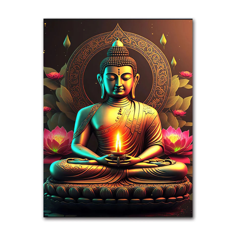 HD Buddha Canvas Wall Art | Zen Statue Print for Living Room