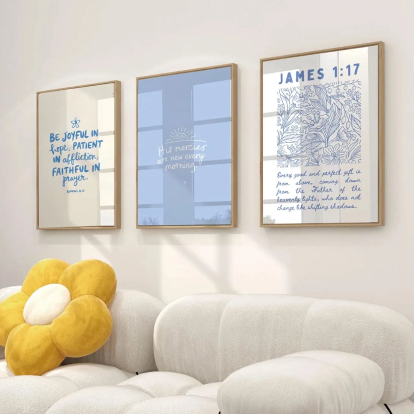 Christian Blue Bible Verse Jesus Canvas Wall Art Print | Decor