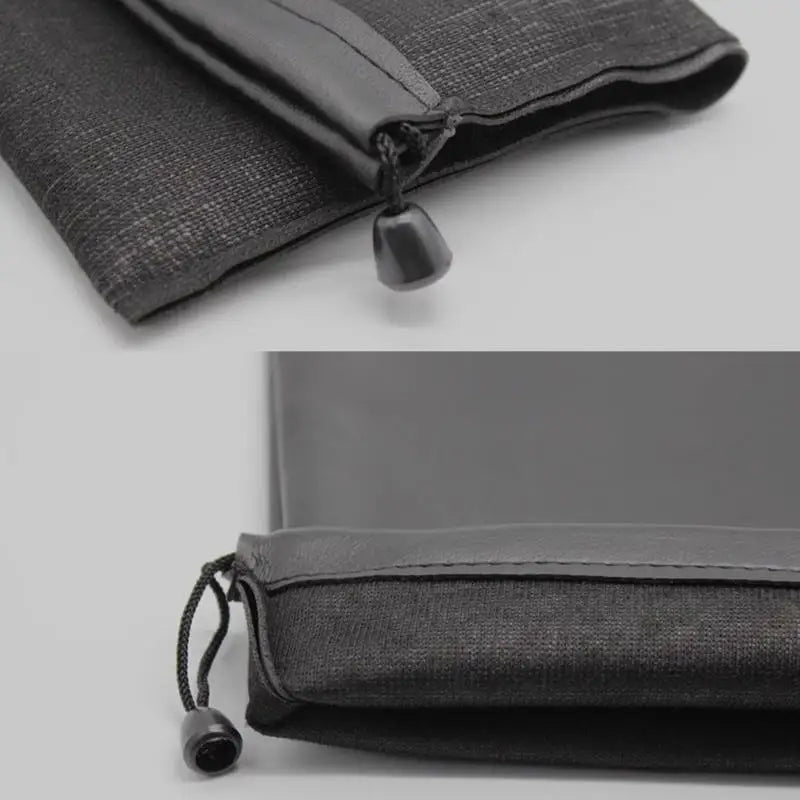 PU Leather Headphone Case Drawstring Pouch Large Capacity Dust Proof Headset Bag for Travel Cable Storage Black Peaceful Pleasures Health and Wellness