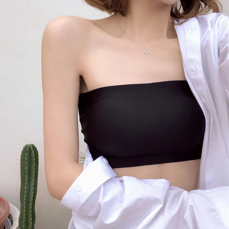 Seamless Tube Top for Women Removable Pads Strapless Bandeau Basic Black White Skin Color Intimates Sexy Lingerie Peaceful Pleasures Health and Wellness