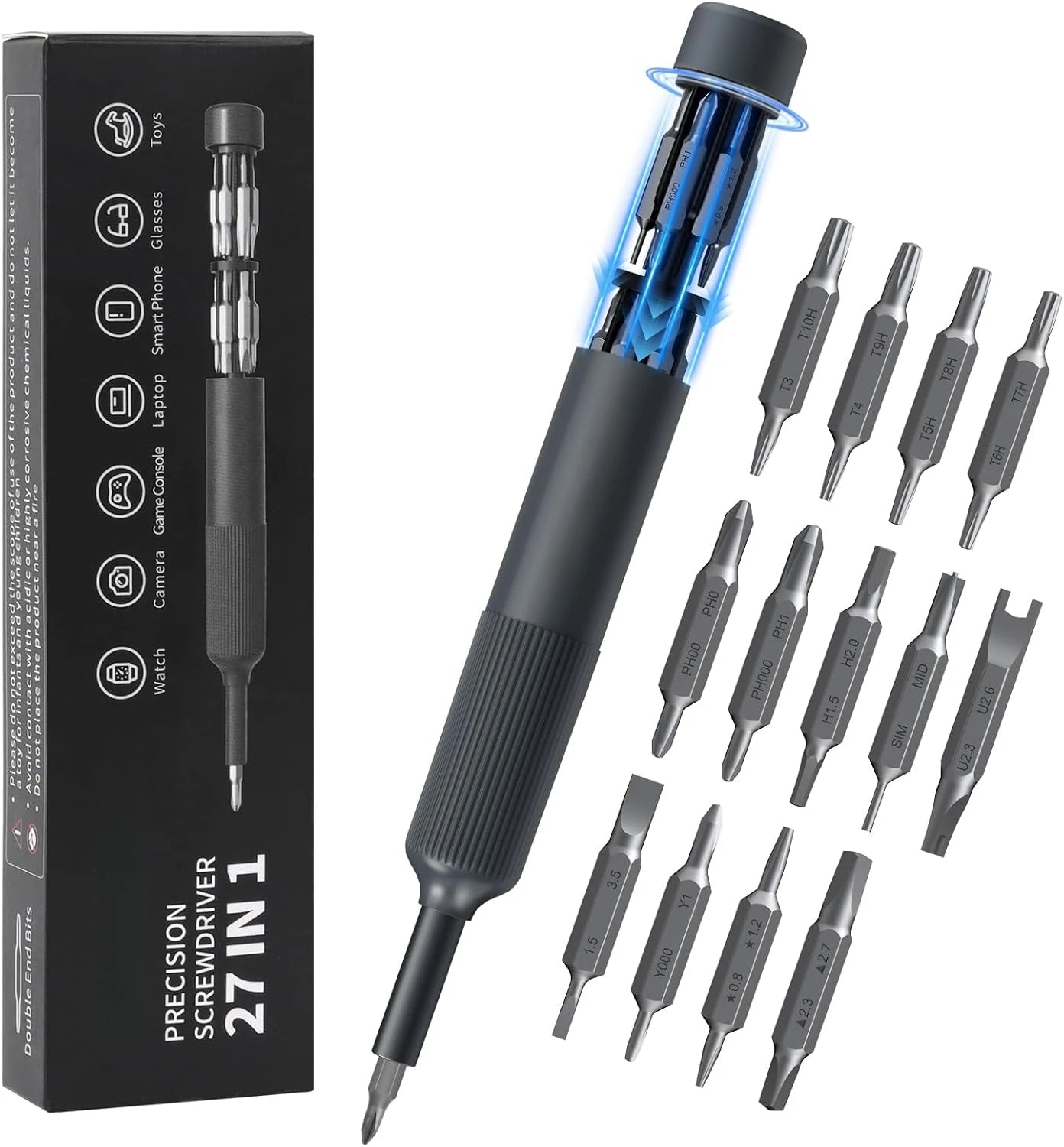 27 in 1 Precision Screwdriver Set Magnetic Bits Pen Style Manual Repair Tools Kit for Eyeglass Watch PC Jewelers Laptop iPhone Peaceful Pleasures Health and Wellness 27 in 1