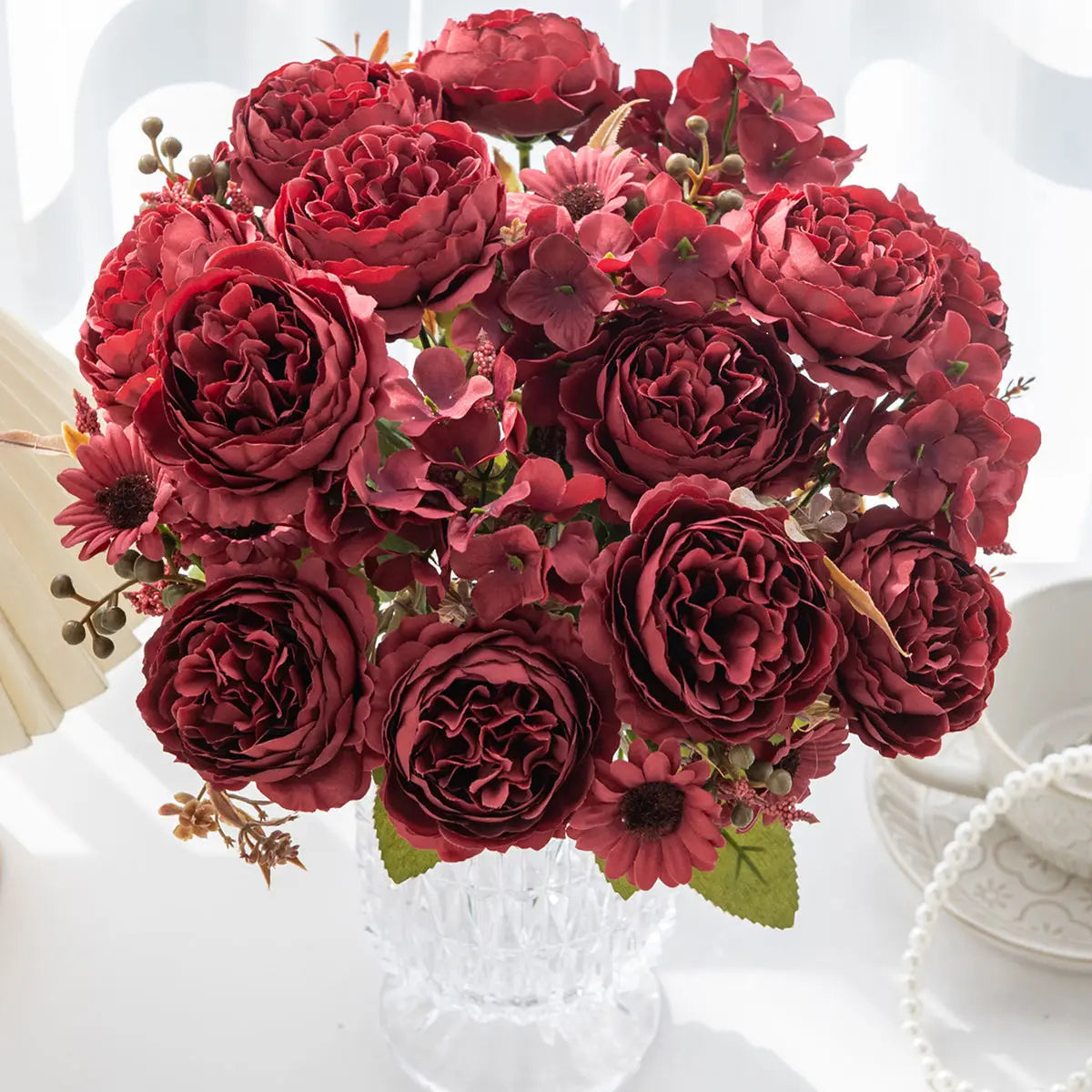Artificial Silk Persian Peony Bouquet | Wedding & Home Decor