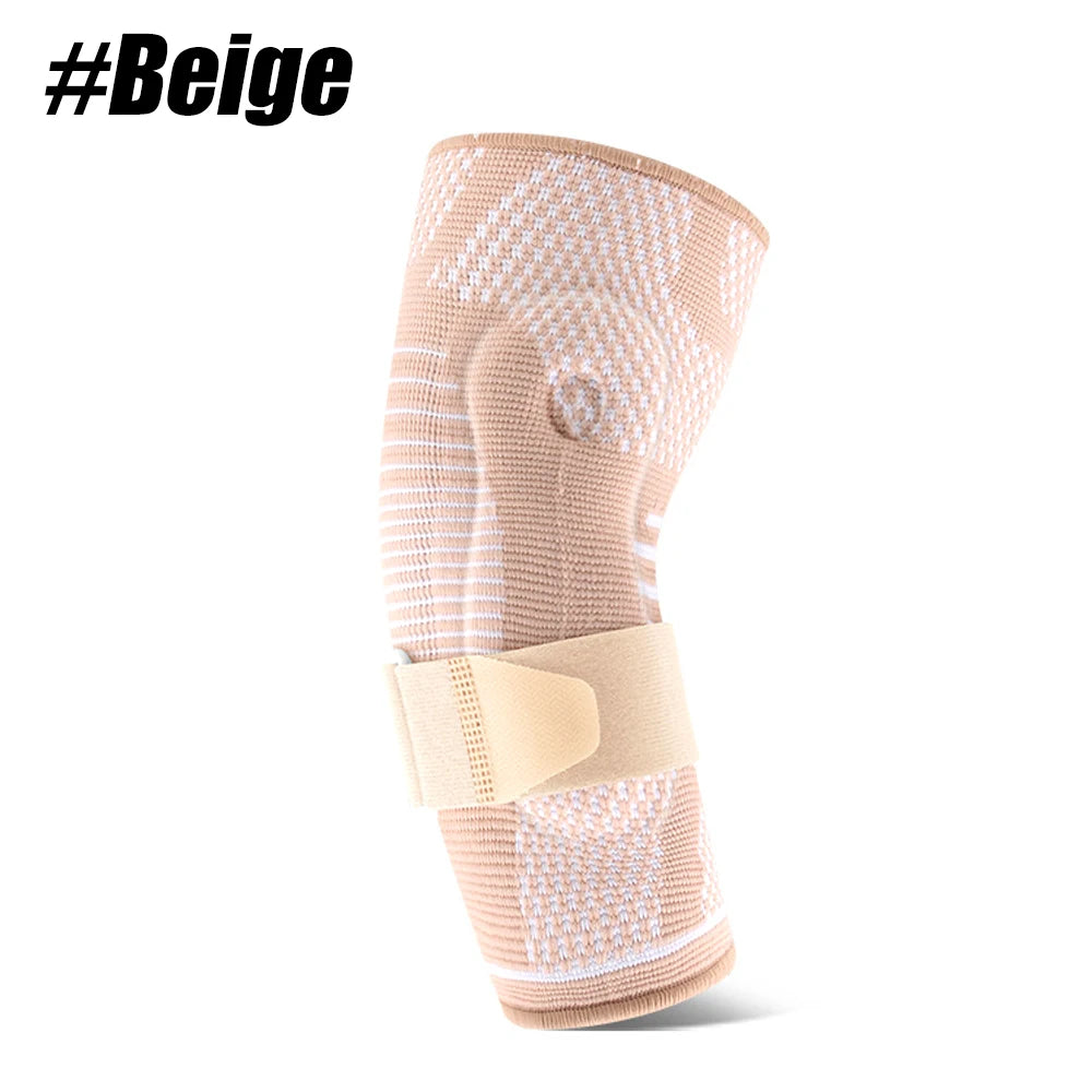 Arthritis Elbow Compression Sleeve with Strap - Adjustable Arm Support Brace with Gel Pad for Tendinitis,Golfers,Weightlifting Peaceful Pleasures Health and Wellness Beige-1PCS XL