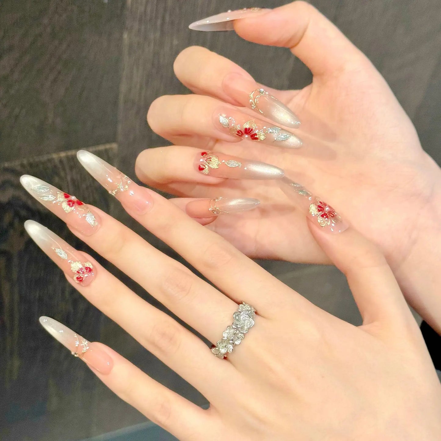 YADORNOS Chinese Style Press On Nails | Cat's Eye Almond 10pc